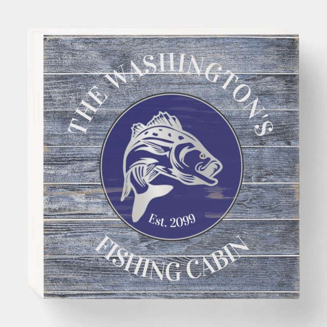 Fisherman or Family Cabin Wood Box Sign (Front Horizontal)