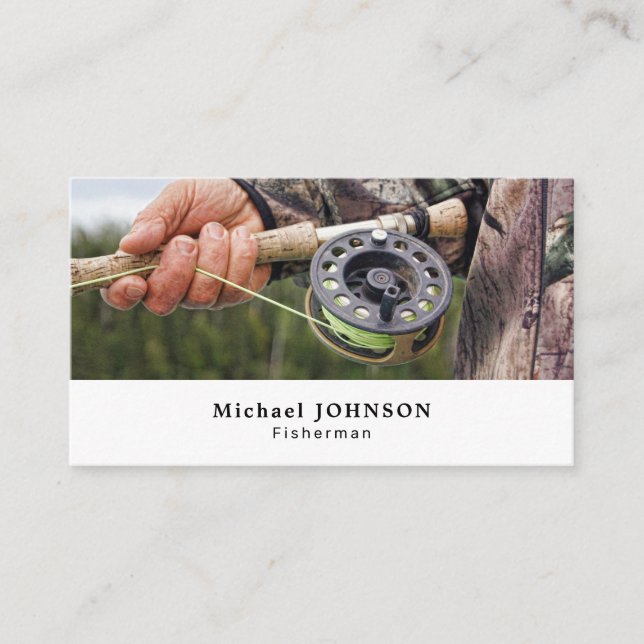 Fisherman Portrait, Fisherman Fishing Tackle Store Business Card (Front)