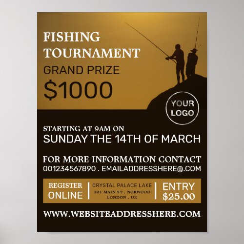 Fisherman Portrait Fishing Tournament Event Poster