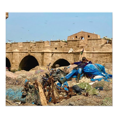 Fisherman Resting on the Nets _ Essaouira Morocco Photo Print