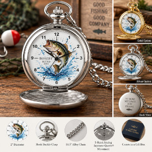 Fisherman Retirement Fishing Keepsake Gift Pocket Watch