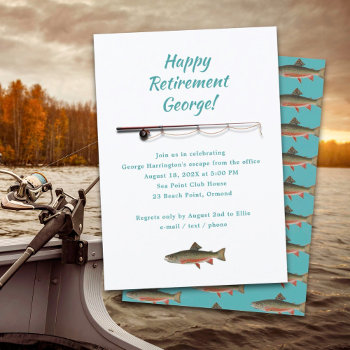 Fisherman Retirement Party Trout Fish Invitation by millhill at Zazzle
