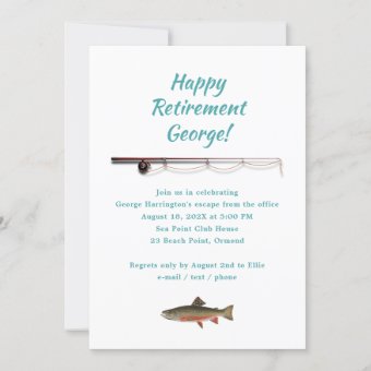 Fisherman Retirement Party Trout Fish Invitation | Zazzle