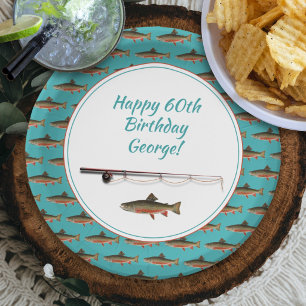 Fisherman Retirement Party Trout Fish Paper Plate