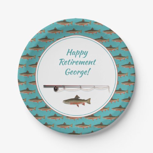 Fisherman Retirement Party Trout Fish Paper Plate