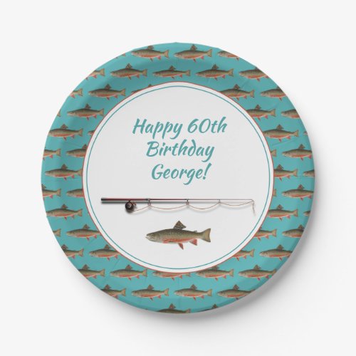 Fisherman Retirement Party Trout Fish Paper Plate