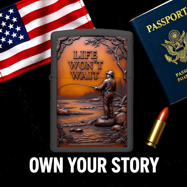 Fisherman River Stand Rock Casting Zippo Lighter (Creator Uploaded)