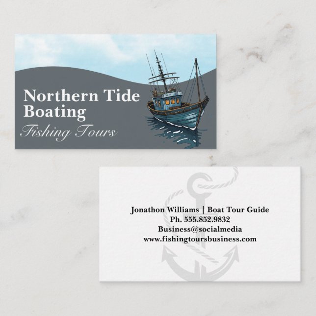 Fisherman’s Boat | Nautical Anchor Business Card (Front/Back)