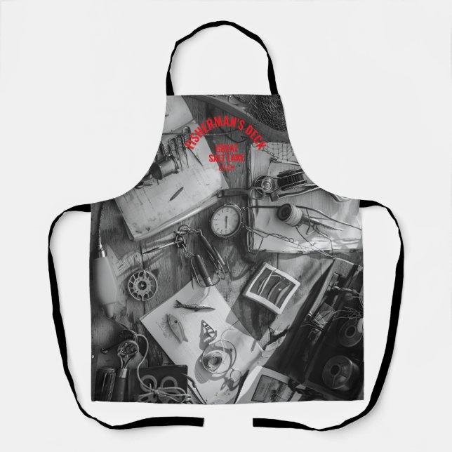 Fisherman’s Deck Black and White Apron (Front)