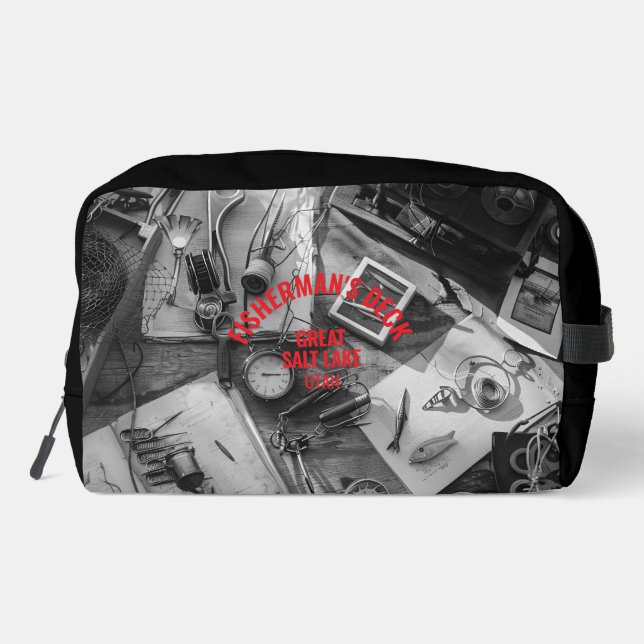 Fisherman’s Deck Black and White Dopp Kit (Back)