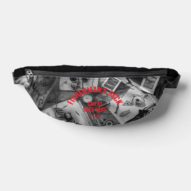 Fisherman’s Deck Customize Black and White Fanny Pack (Lay Down)