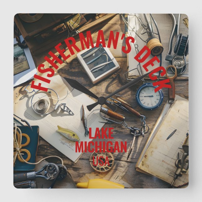 Fisherman’s Deck  Square Wall Clock (Front)