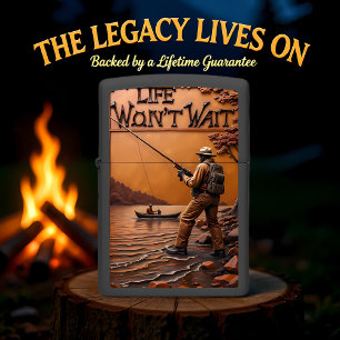 Fisherman Shore Canoe Orange Sunset Zippo Lighter