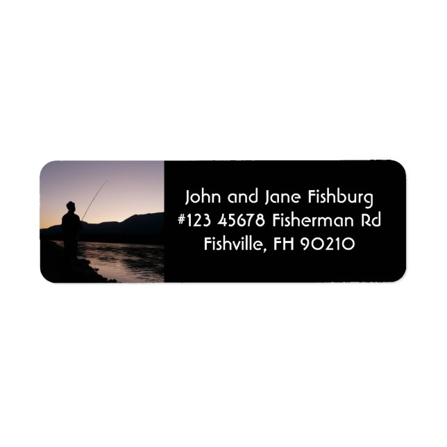 Fisherman Silhouette Fishing at Sundown Label (Front)
