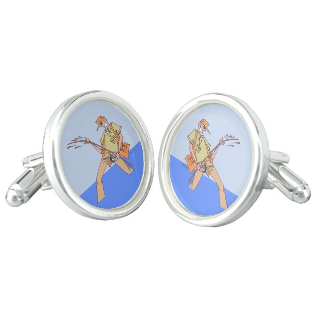 Fisherman silver plated cufflinks (Angled)