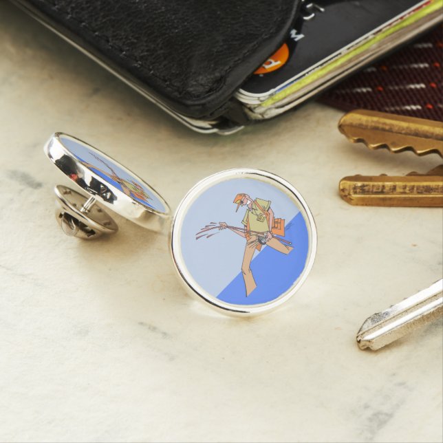 Fisherman silver plated lapel pin (In Situ)
