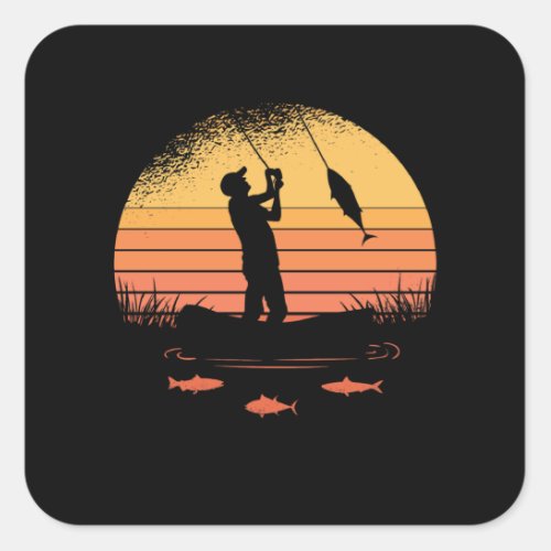 Fisherman sunset Best gift Square Sticker