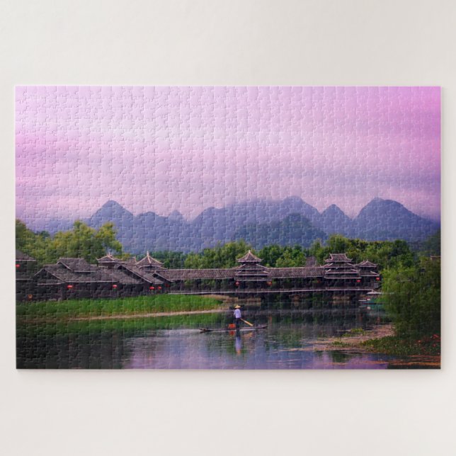 Fisherman & Sunset - famous Landscapes /China Jigsaw Puzzle (Horizontal)