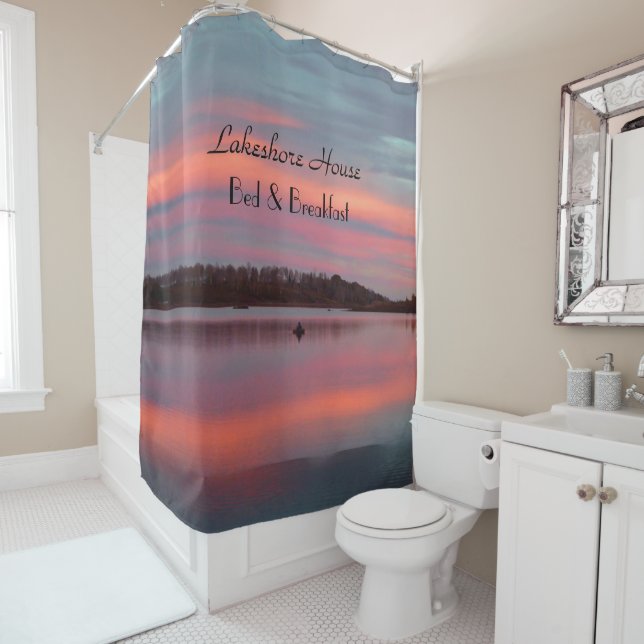 Fisherman Sunset Personalized Lake Shower Curtain (In Situ)