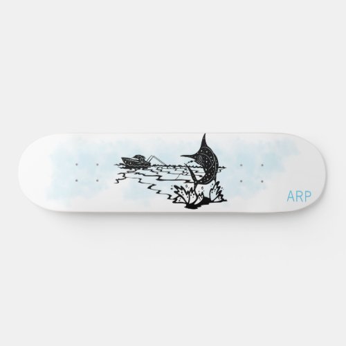  FISHERMAN _ Sword fishing Initials Fish Skateboard