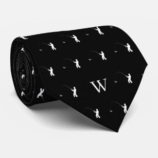 Fisherman Tackle Bait Monogram Initial Black White
