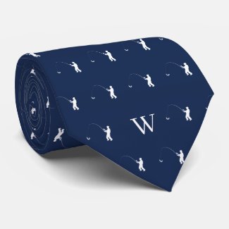 Fisherman Tackle Bait Monogram Initials Navy Blue