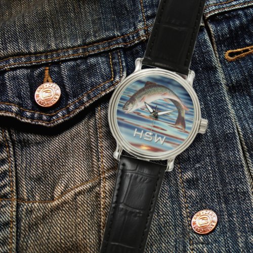 Fisherman Trout Fishing Monogram Watch