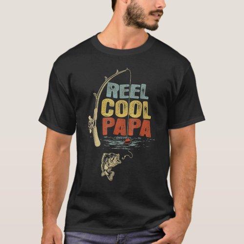Fisherman Vintage Reel Cool Papa Fathers Day T_Shirt