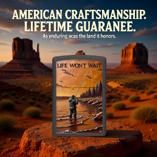 Fisherman Wading Water Casting Line Zippo Lighter