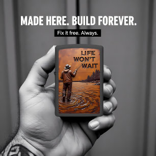 Fisherman Water Ripples Casting Line Zippo Lighter