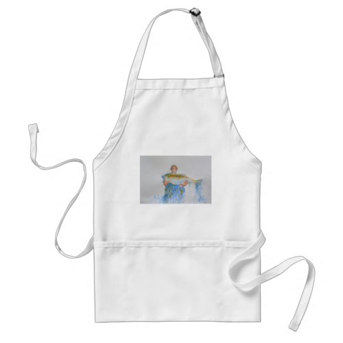 Fisherman watercolor painting fishing gift for him adult apron