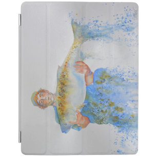 Fisherman watercolor painting fishing gift for him iPad smart cover
