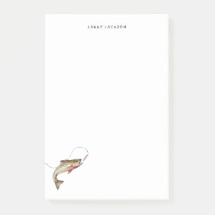 Fisherman watercolor trout Personalized Post-it Notes