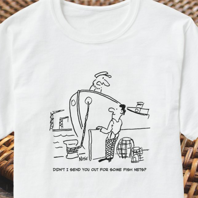 Fisherman with Fishnets Cartoon T-Shirt (Creator Uploaded)