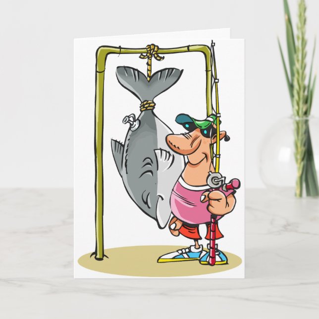 Fisherman With His Catch Greeting Cards (Front)