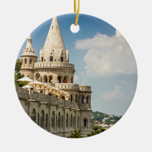 Fisherman's Bastion in Budapest, Hungary Ceramic Ornament (Front)