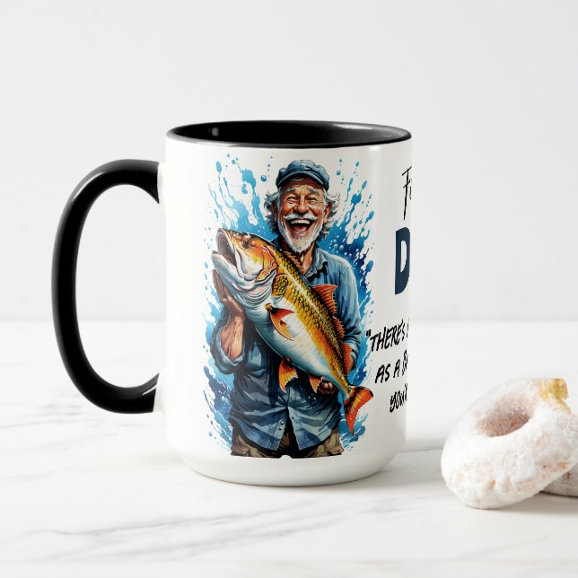 Fisherman's Big Fish Catch Quote  Mug (With Donut)