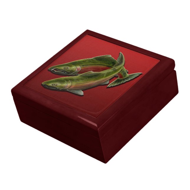 Fisherman's Box Fishing Art Jewelry Gift Box (Side)