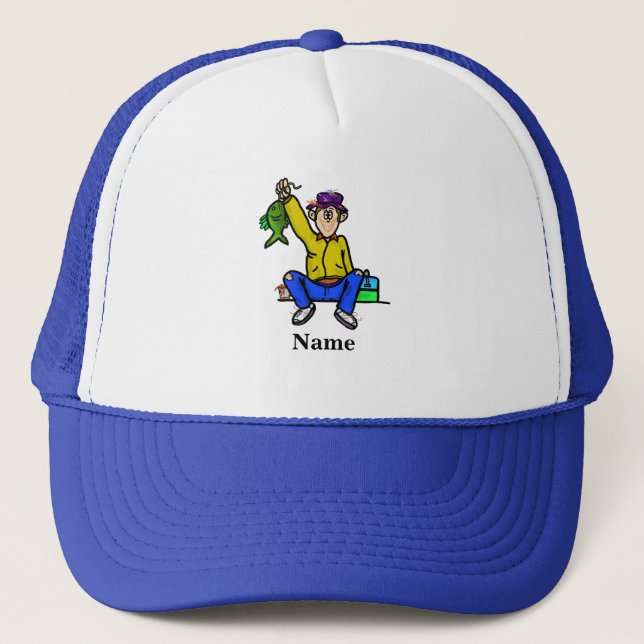 Fisherman's Catching Fish Hat  Customize Name (Front)
