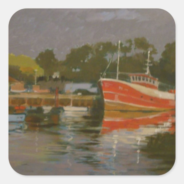 Fisherman's Quay Salcombe 2 Square Sticker (Front)