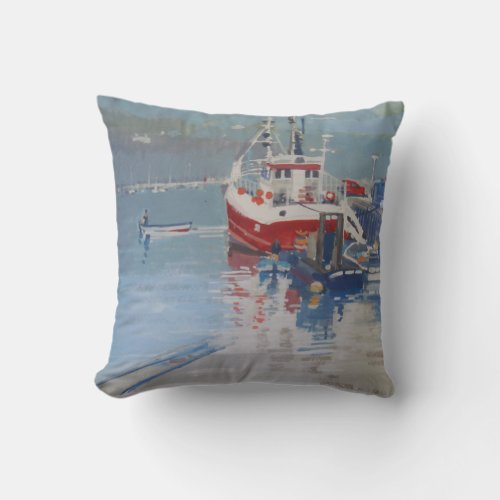 Fishermans Quay Salcombe Throw Pillow