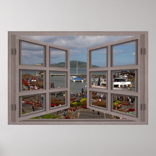 Fishermans Wharf 6 Pane Open Window Poster