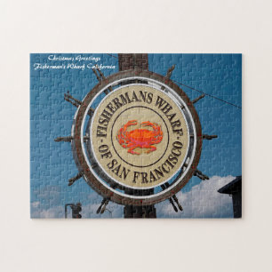 Fisherman's Wharf California. Christmas Greetings Jigsaw Puzzle
