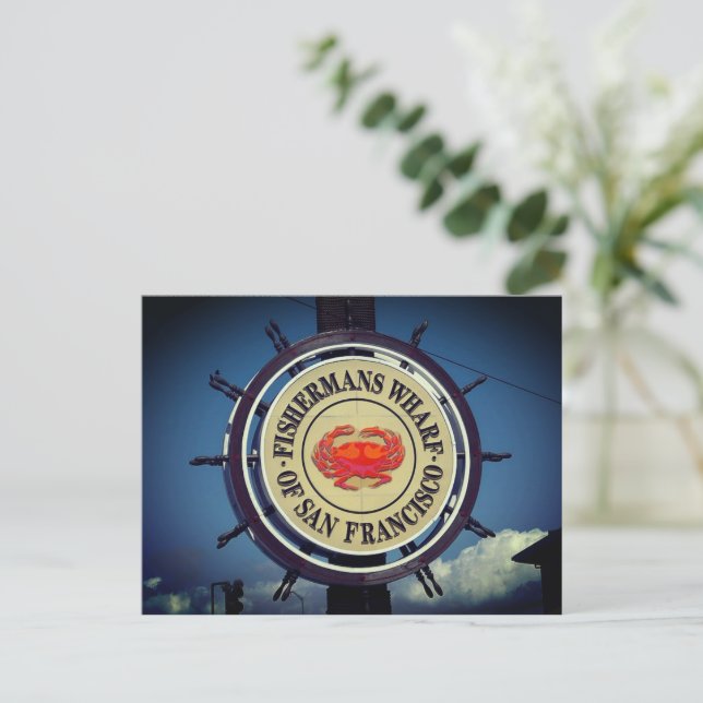 Fisherman's Wharf Pier Port Sign Famous City Holiday Postcard (Standing Front)