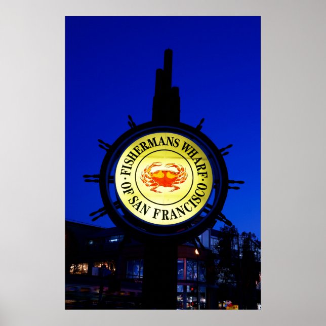 Fisherman's Wharf Sign at Night (Front)