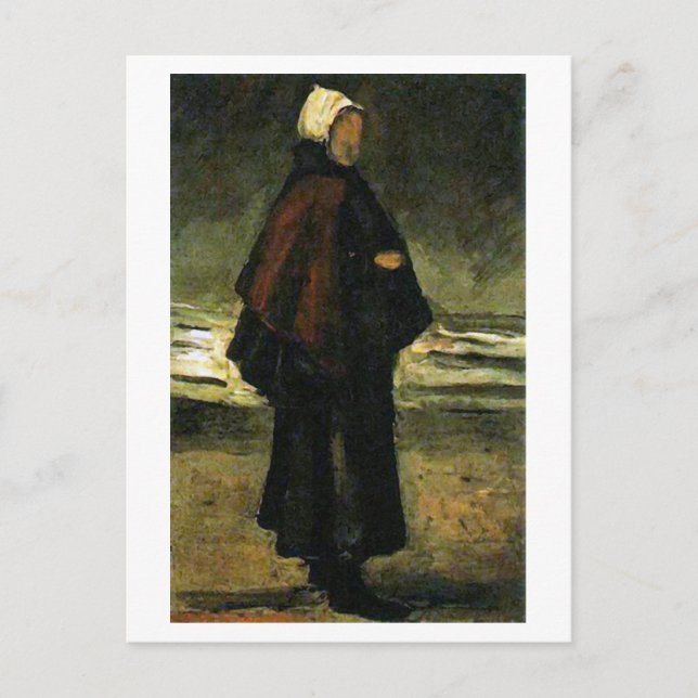 Fisherman's Wife on Beach, Vincent van Gogh Postcard (Front)