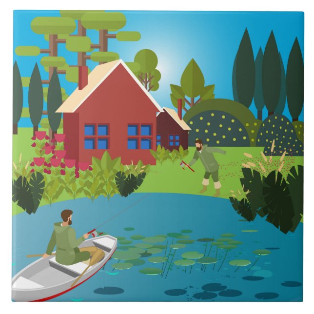 Fishermen Ceramic Tile (Front)