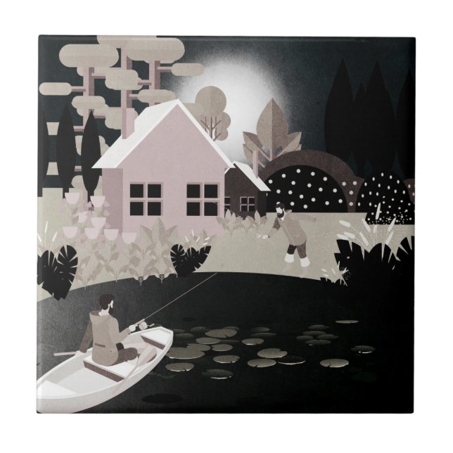 Fishermen Ceramic Tile (Front)