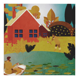 fishermen faux canvas print