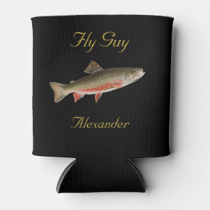 Trout Fish Illustration Fly Fishing Art Can Cooler